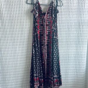 Free People Black and Red Geometric Midi Dress